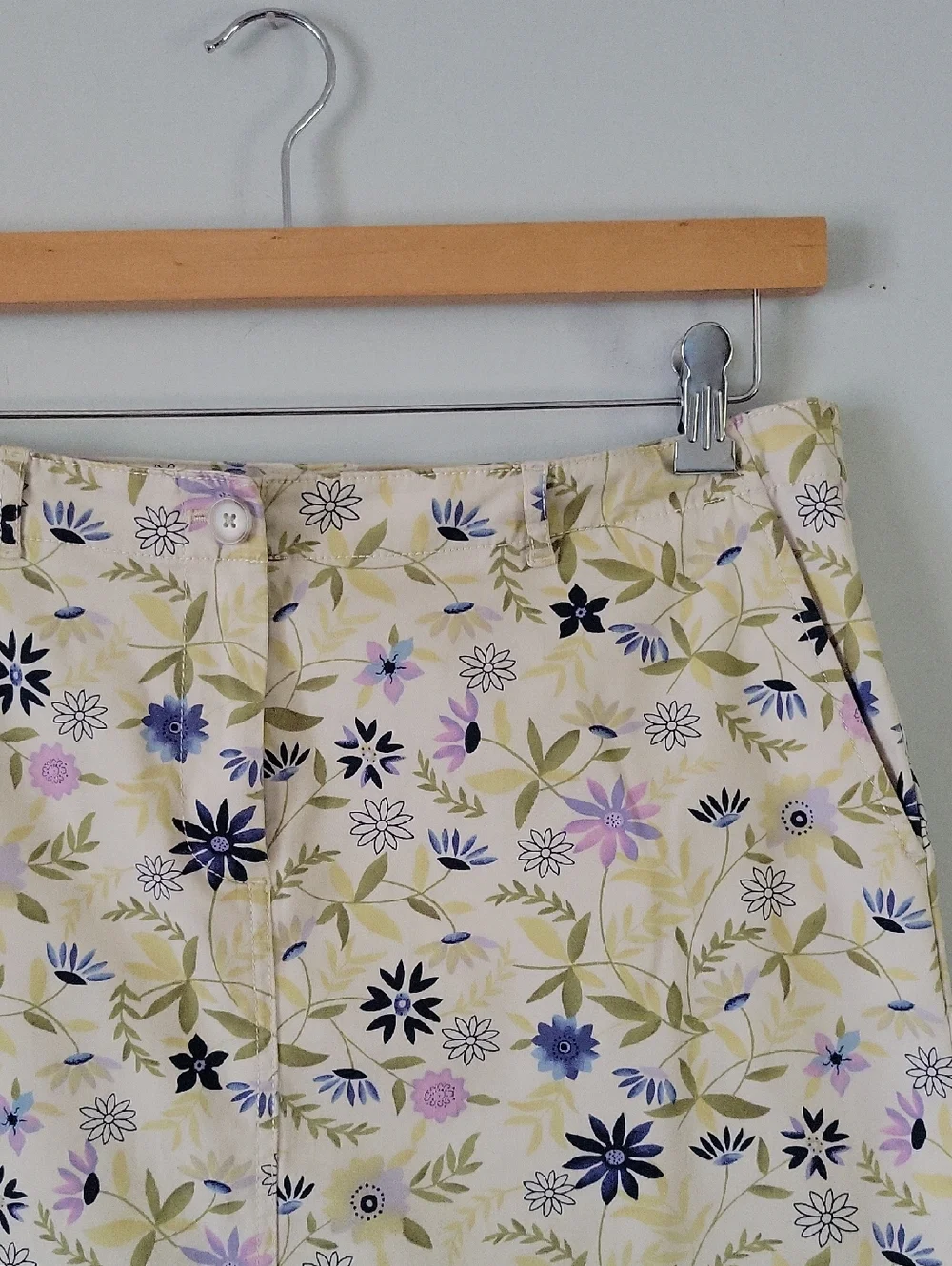 J. Jill Cream A-Line Skirt with Blue and Lavender Floral Print - Picture 2 of 5